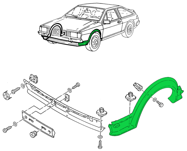Radlaufverbreiterung, grundiert, links (805 533 911 B), Scirocco II (53B)